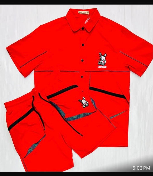 Red Nylon Set Shirt