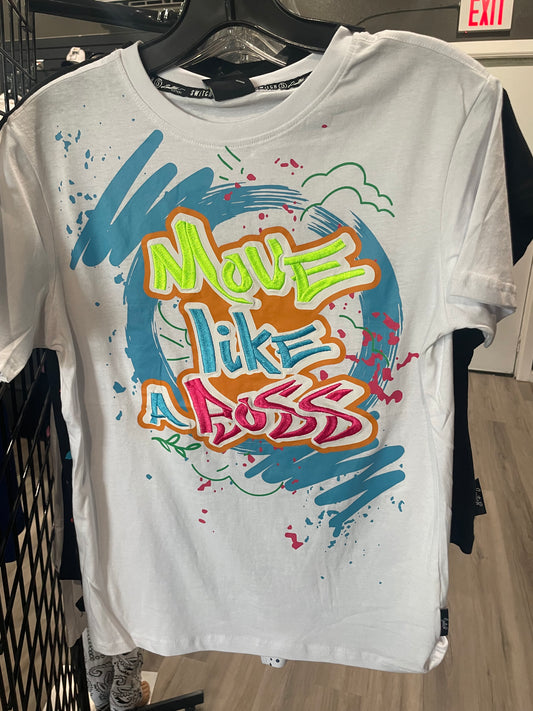 Move like a boss white tee