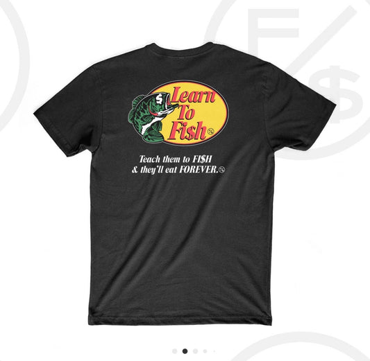 learn to fish tee black