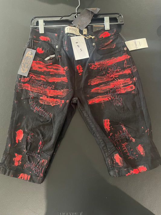 Boys red splat shorts