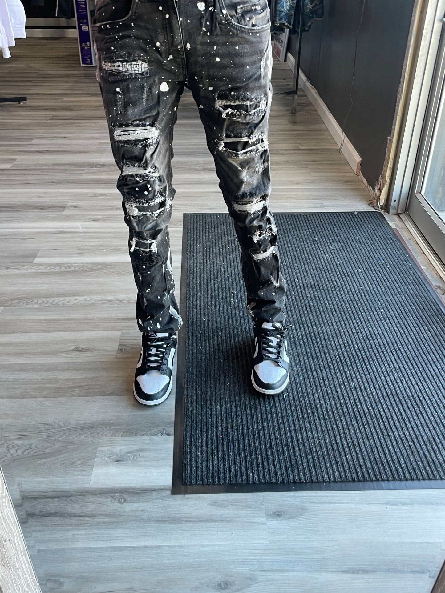 Stitch splat jean black